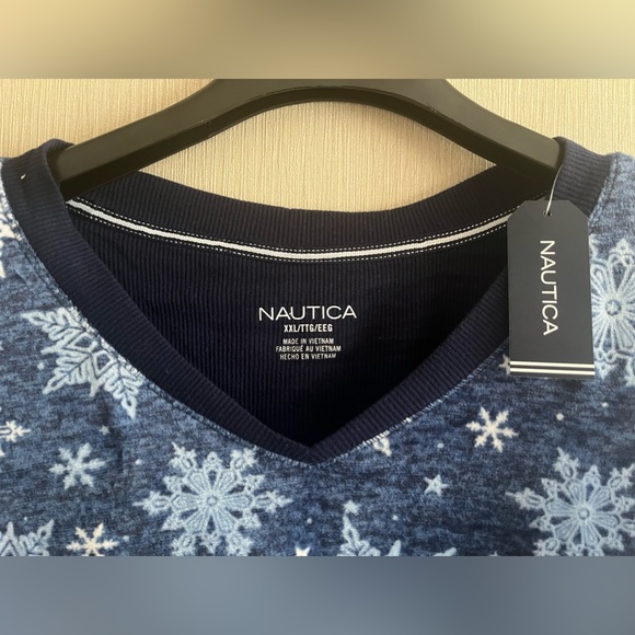 Nautica Cozy Silky Stretch Fleece 2 pc Long Sleeve Top and Pant Sleep Pajama Set - Picture 7 of 13